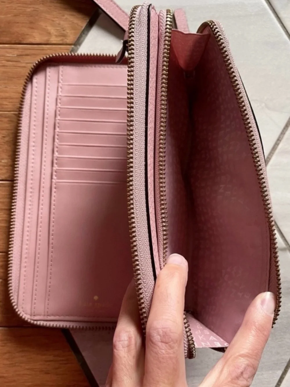 Kate Spade Pink Bonnet Annita Grove Street Leather Wallet In Pink